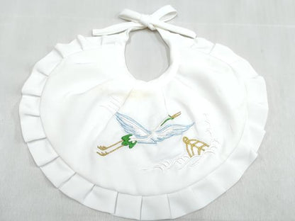 平和屋着物[]男の子　子供　ベビーセレモニー　スタイ・帽子・お守り袋セット　総刺繍　立波飛鶴文　金糸　洗える着物　DABG3249ma