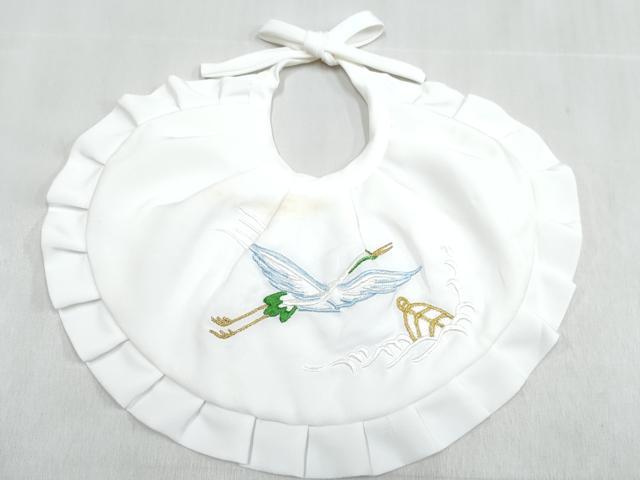 平和屋着物[]男の子　子供　ベビーセレモニー　スタイ・帽子・お守り袋セット　総刺繍　立波飛鶴文　金糸　洗える着物　DABG3249ma