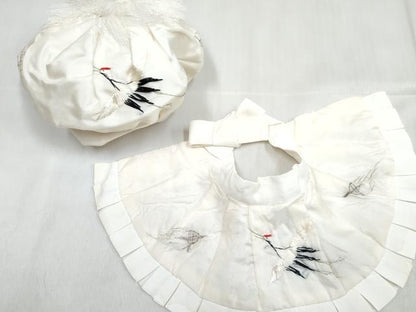 平和屋着物[]男の子 子供 ベビーセレモニー スタイ・帽子セット 総刺繍 飛鶴文 逸品 DABG3250ma