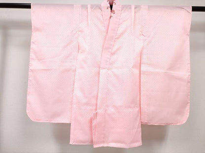 平和屋着物[]七五三　女の子　３歳　祝着　三つ身　長襦袢(単衣・半衿刺繍)セット　花蝶文　暈し染め　金彩　DABG3253ma