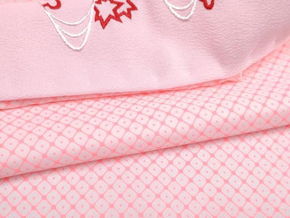 平和屋着物[]七五三　女の子　３歳　祝着　三つ身　長襦袢(単衣・半衿刺繍)セット　花蝶文　暈し染め　金彩　DABG3253ma