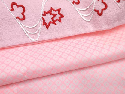 平和屋着物[]七五三　女の子　３歳　祝着　三つ身　長襦袢(単衣・半衿刺繍)セット　御所車花文　暈し染め　金彩　DABG3254ma