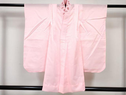 平和屋着物[]七五三　女の子　３歳　祝着　三つ身　長襦袢(単衣・半衿刺繍)セット　御所車花文　暈し染め　金彩　DABG3256ma