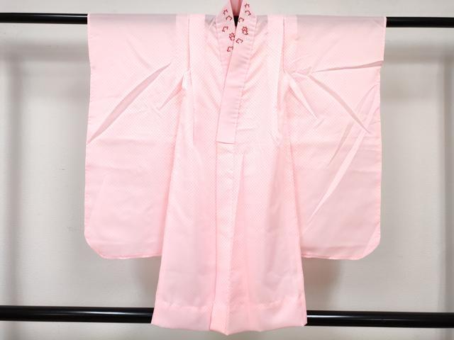 平和屋着物[]七五三　女の子　３歳　祝着　三つ身　長襦袢(単衣・半衿刺繍)セット　御所車花文　暈し染め　金彩　DABG3256ma