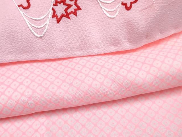 平和屋着物[]七五三　女の子　３歳　祝着　三つ身　長襦袢(単衣・半衿刺繍)セット　鞠花文　暈し染め　金彩　DABG3257ma