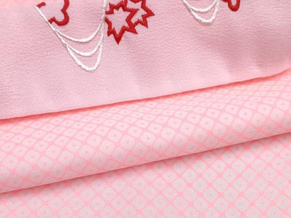 平和屋着物[]七五三　女の子　３歳　祝着　三つ身　長襦袢(単衣・半衿刺繍)セット　鞠花文　暈し染め　金彩　DABG3258ma