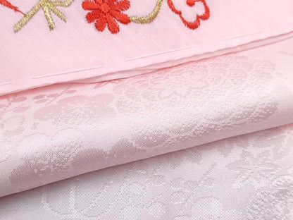 平和屋着物[]七五三　女の子　３歳　祝着　三つ身　長襦袢(無双仕立て・半衿刺繍)セット　流水扇面花文　金彩　逸品　DABG3263ma