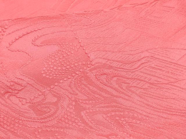 平和屋着物[]七五三　女の子　７歳　祝着　四つ身　襦袢(無双仕立て・半衿刺繍)セット　色紙立波地紋　珊瑚朱色　逸品　DABG3266ma