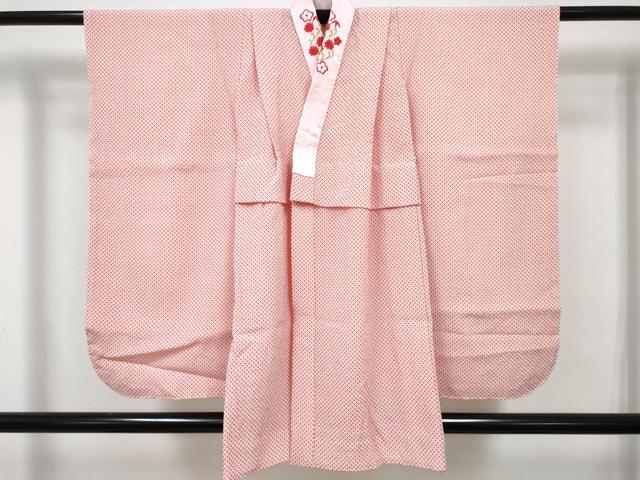平和屋着物[]七五三　女の子　７歳　祝着　四つ身　長襦袢(無双仕立て・半衿刺繍)セット　型染　舞蝶文　鬼しぼ縮緬　逸品　DABG3267ma