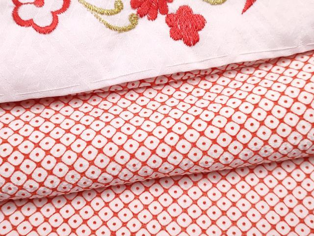 平和屋着物[]七五三　女の子　７歳　祝着　四つ身　長襦袢(無双仕立て・半衿刺繍)セット　型染　舞蝶文　鬼しぼ縮緬　逸品　DABG3267ma