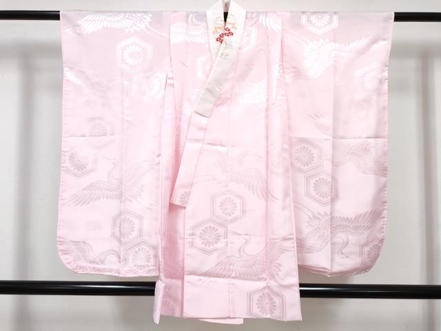 平和屋着物[]七五三　女の子　７歳　祝着　四つ身　長襦袢(単衣・半衿刺繍)セット　ぽっくり舞花文　金彩　DABG3268ma