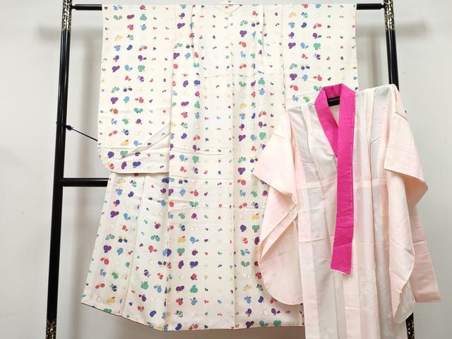 平和屋着物[]七五三　女の子　７歳　祝着　四つ身　襦袢(無双仕立て)セット　舞蝶文　金彩　逸品　DABG3270ma