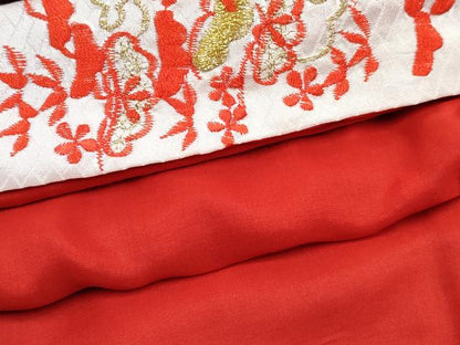 平和屋着物[]七五三　女の子　７歳　祝着　四つ身　長襦袢(袷・半衿刺繍)セット　貝桶花文　金彩　逸品　DABG3271ma