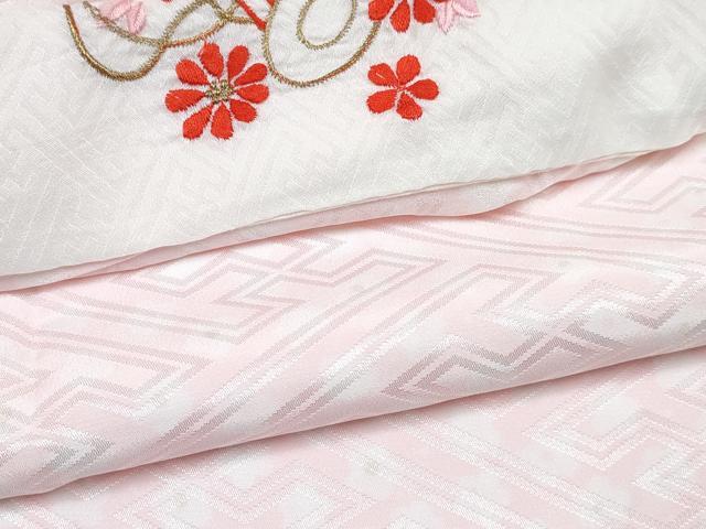 平和屋着物[]七五三　女の子　７歳　祝着　四つ身　襦袢(無双仕立て・半衿刺繍)セット　花蝶文　暈し染め　金銀彩　逸品　DABG3272ma