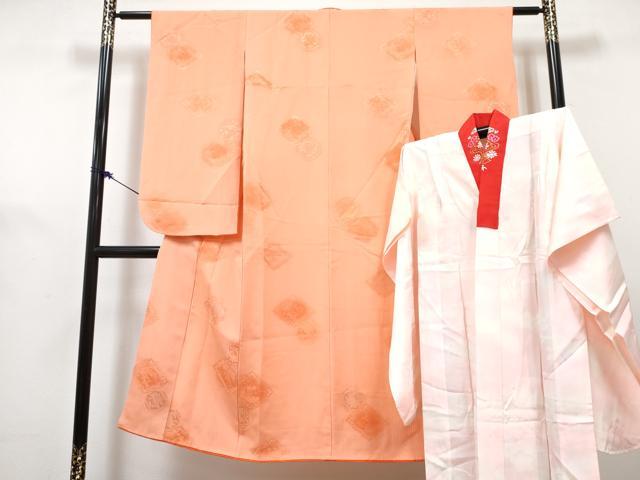 平和屋着物[]七五三　女の子　７歳　祝着　四つ身　長襦袢(無双仕立て・半衿刺繍)セット　花菱地紋　暈し染め　逸品　DABG3274ma