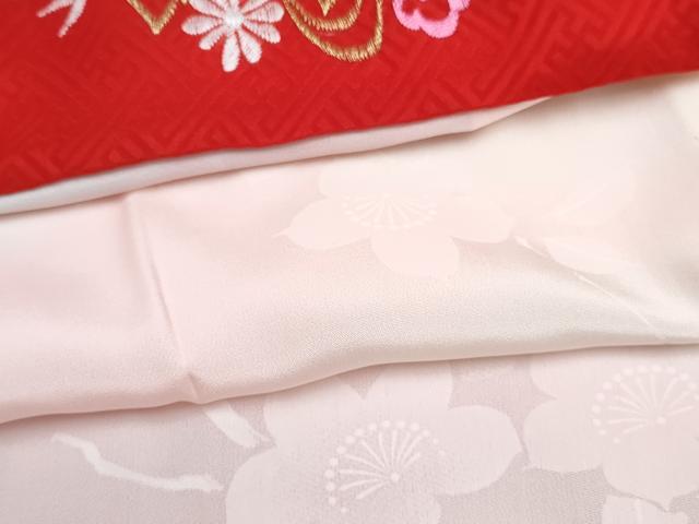 平和屋着物[]七五三　女の子　７歳　祝着　四つ身　長襦袢(無双仕立て・半衿刺繍)セット　花菱地紋　暈し染め　逸品　DABG3274ma
