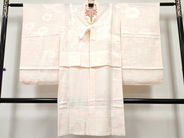 平和屋着物[]七五三　女の子　７歳　祝着　四つ身　襦袢(無双仕立て)セット　加賀友禅　御所車花文　反端付き　逸品　未使用　DABG3275ma