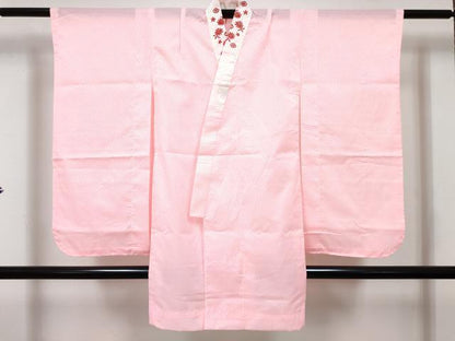 平和屋着物[]七五三 女の子 ７歳 祝着 四つ身 長襦袢(単衣・半衿刺繍)セット 鴛鴦鞠花文 金銀彩 逸品 DABG3281ma