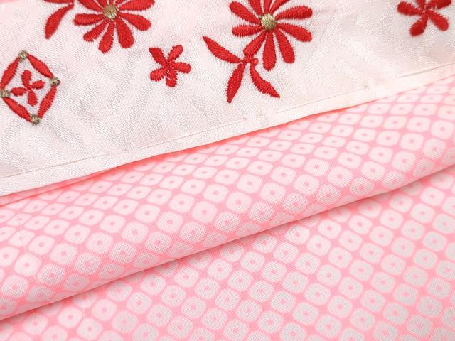 平和屋着物[]七五三 女の子 ７歳 祝着 四つ身 長襦袢(単衣・半衿刺繍)セット 鴛鴦鞠花文 金銀彩 逸品 DABG3281ma