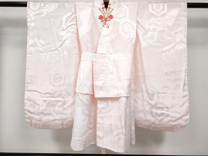 平和屋着物[]七五三 女の子 ３歳 祝着 三つ身 長襦袢(袷・半衿刺繍)セット 草花文 金彩 逸品 DABG3285ma