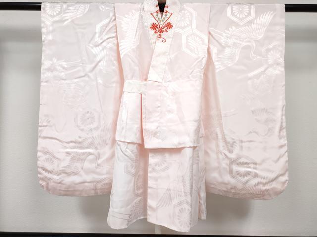 平和屋着物[]七五三 女の子 ３歳 祝着 三つ身 長襦袢(袷・半衿刺繍)セット 草花文 金彩 逸品 DABG3285ma