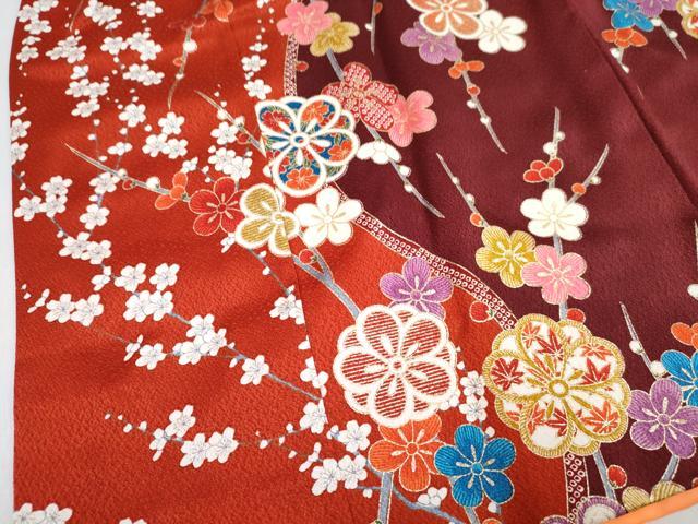 平和屋着物[]七五三 女の子 ３歳 祝着 三つ身 長襦袢(袷・半衿刺繍)セット 草花文 金彩 逸品 DABG3285ma