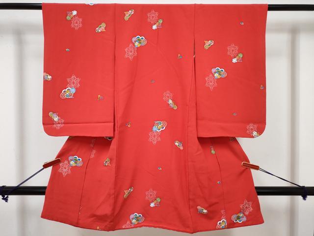 平和屋着物[]七五三 女の子 ３歳 祝着 三つ身 長襦袢(袷・半衿刺繍)セット 型染 梅花文 逸品 DABG3286ma