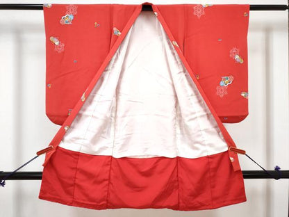 平和屋着物[]七五三 女の子 ３歳 祝着 三つ身 長襦袢(袷・半衿刺繍)セット 型染 梅花文 逸品 DABG3286ma
