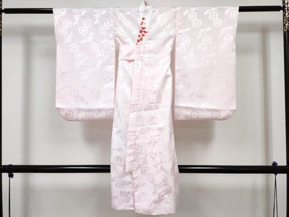 平和屋着物[]七五三 女の子 ３歳 祝着 三つ身 長襦袢(袷・半衿刺繍)セット 型染 梅花文 逸品 DABG3286ma