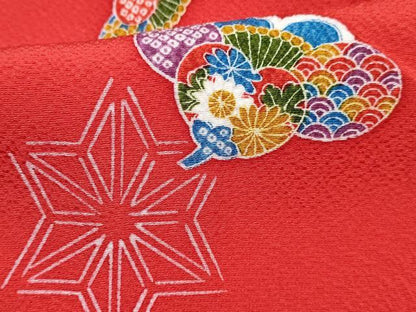 平和屋着物[]七五三 女の子 ３歳 祝着 三つ身 長襦袢(袷・半衿刺繍)セット 型染 梅花文 逸品 DABG3286ma