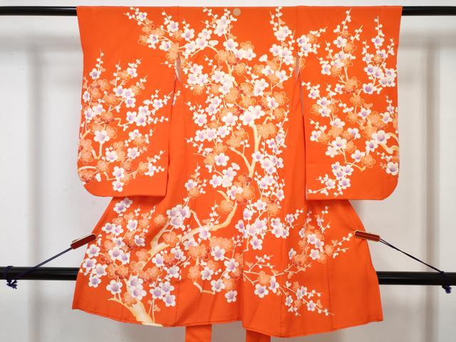 平和屋着物[]七五三 女の子 ３歳 祝着 三つ身 長襦袢(袷)セット 枝梅文 金彩 逸品 DABG3287ma
