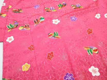 平和屋着物[]七五三 女の子 ３歳 祝着 三つ身 長襦袢(単衣)セット 鴛鴦舞花文 金彩 DABG3289ma
