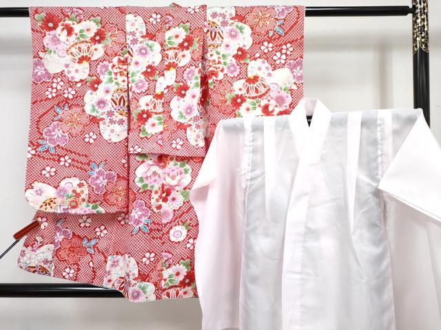 平和屋着物[]七五三 女の子 ３歳 祝着 三つ身 長襦袢(単衣)セット 鞠花文 金彩 DABG3290ma