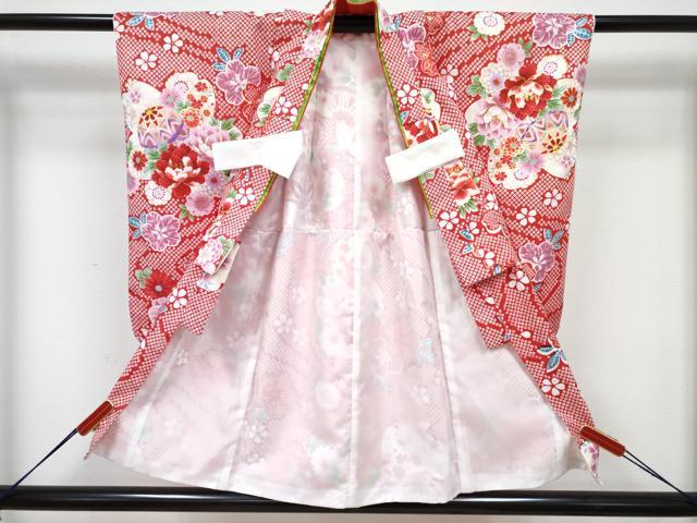 平和屋着物[]七五三 女の子 ３歳 祝着 三つ身 長襦袢(単衣)セット 鞠花文 金彩 DABG3290ma