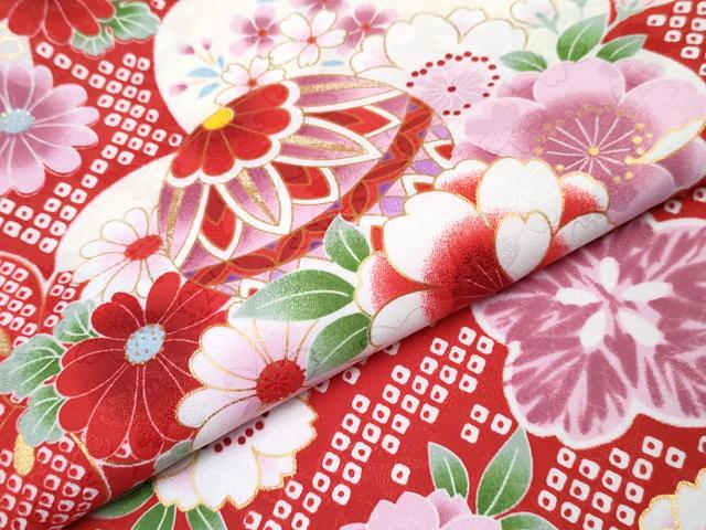 平和屋着物[]七五三 女の子 ３歳 祝着 三つ身 長襦袢(単衣)セット 鞠花文 金彩 DABG3290ma
