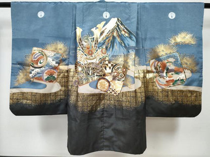 平和屋着物[]七五三　男の子　祝着・羽織セット　龍　兜　色紙重ね笹松文　金彩　DABG3298ma
