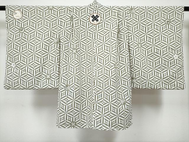 平和屋着物[]七五三　男の子　祝着・羽織セット　刺繍　鷹　鷲　亀甲花文　銀糸　洗える着物　DABG3300ma