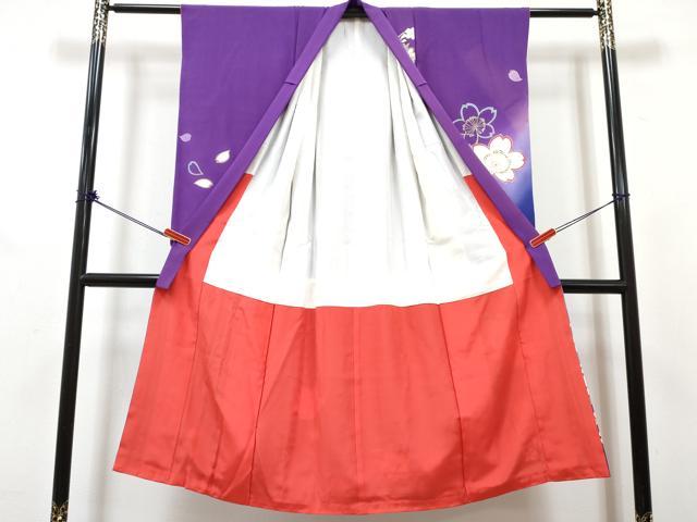 平和屋着物[]七五三　女の子　７歳　祝着　四つ身　長襦袢(無双仕立て)・袋帯セット　駒刺繍　舞花文　暈し染め　金彩　逸品　DABG3307ma