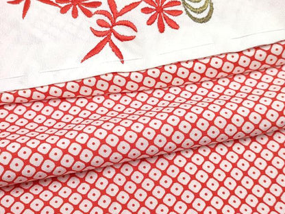 平和屋着物[]七五三　女の子　７歳　祝着　四つ身　長襦袢(袷・半衿刺繍)・袋帯セット　鴛鴦花文　暈し染め　金彩　逸品　DABG3310ma