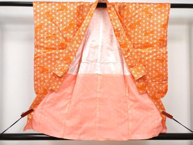 平和屋着物[]七五三　女の子　３歳　祝着　三つ身　長襦袢(無双仕立て)・被布セット　麻の葉文様　DABG3313ma