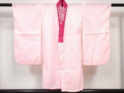 平和屋着物[]七五三　女の子　３歳　祝着　三つ身　長襦袢(単衣)・被布セット　折り鶴花丸文　暈し染め　金彩　洗える着物　DABG3314ma