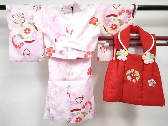 平和屋着物[]女の子　子供　ベビー着物　二部式　被布セット　花丸文　暈し染め　金彩　DABG3315ma