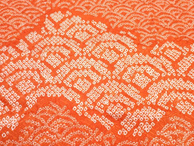 平和屋着物∵女の子　十三参り　子供　祝着・長襦袢(無双仕立て・半衿刺繍)セット　総絞り　雲取り青海波　逸品　DABG3317ma