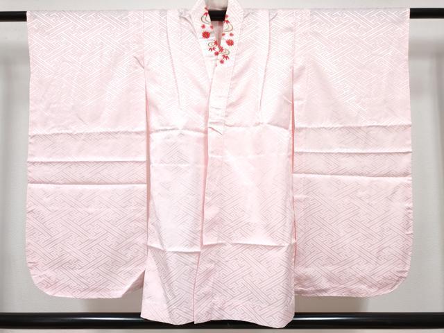 平和屋着物[]七五三　女の子　７歳　祝着　四つ身　長襦袢(単衣)セット　駒刺繍　御所車花鳥文　暈し染め　金銀彩　逸品　DABG3319ma