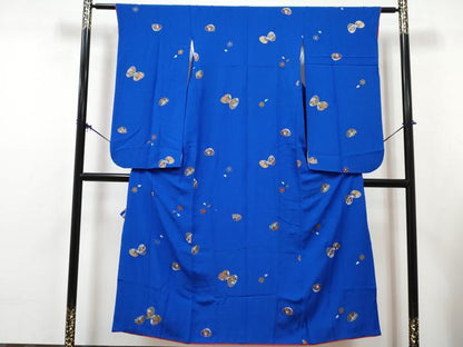 平和屋着物∵女の子　十三参り　子供　祝着・長襦袢(袷・半衿刺繍)セット　貝合わせ花文　金彩　逸品　DABG3320ma