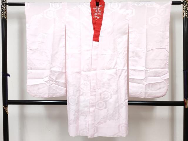 平和屋着物∵女の子　十三参り　子供　祝着・長襦袢(袷・半衿刺繍)セット　貝合わせ花文　金彩　逸品　DABG3320ma