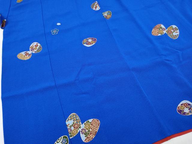 平和屋着物∵女の子　十三参り　子供　祝着・長襦袢(袷・半衿刺繍)セット　貝合わせ花文　金彩　逸品　DABG3320ma