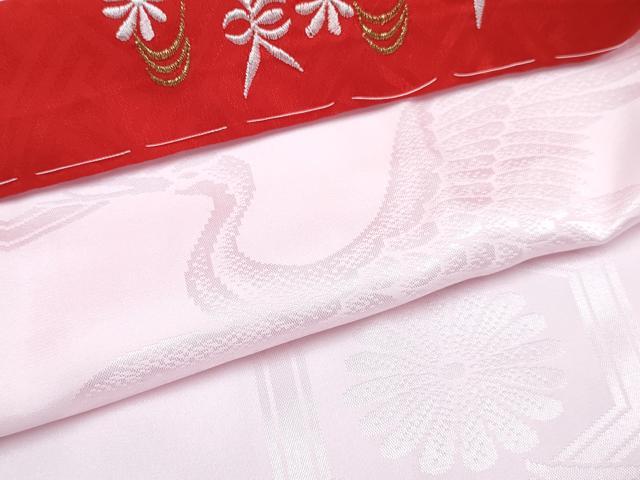 平和屋着物∵女の子　十三参り　子供　祝着・長襦袢(袷・半衿刺繍)セット　貝合わせ花文　金彩　逸品　DABG3320ma