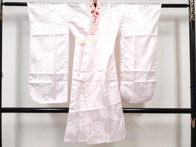 平和屋着物[]七五三　女の子　７歳　祝着　四つ身　襦袢(単衣・半衿刺繍)セット　花車文　暈し染め　金銀彩　逸品　DABG3323ma