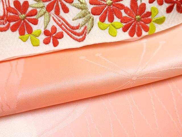 平和屋着物[]七五三　女の子　７歳　祝着　四つ身　襦袢(無双仕立て・半衿刺繍)セット　童子　枝梅　暈し染め　金彩　逸品　DABG3324ma
